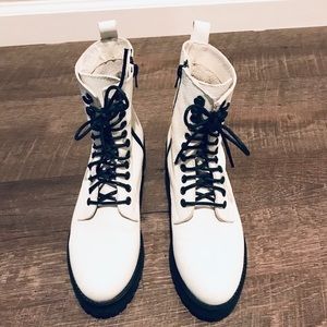 COPY - White combat leather  lace up boots